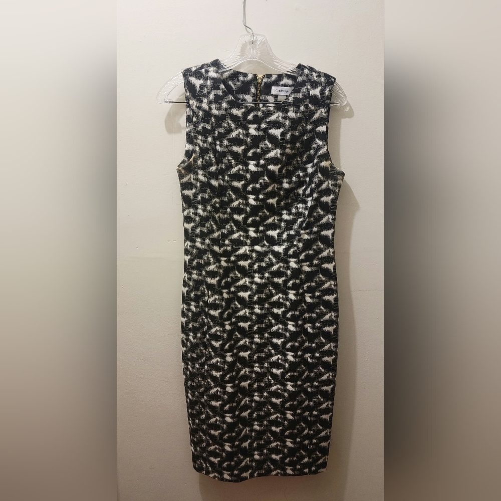 Calvin Klein new stretch thick jersey dress back large zip knee length spandex 8